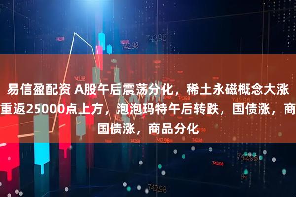易信盈配资 A股午后震荡分化，稀土永磁概念大涨，恒指重返25000点上方，泡泡玛特午后转跌，国债涨，商品分化