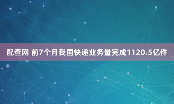 配查网 前7个月我国快递业务量完成1120.5亿件